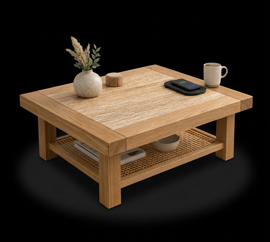 Stolik kawowy z tarcicy konopnej i litego dębu — bestseller Five Colors of Wood